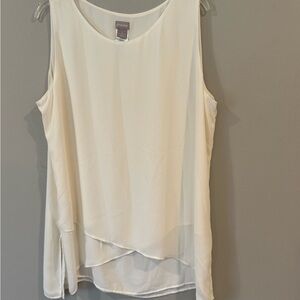 Chico's Tiered Aysemetrical Tank Sleeveless Blouse Sz 3 (US XL) Cream